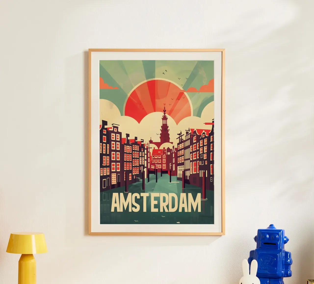 Amsterdam vintage Reiseposter poster con telaio in alluminio da Vintage Travel Art