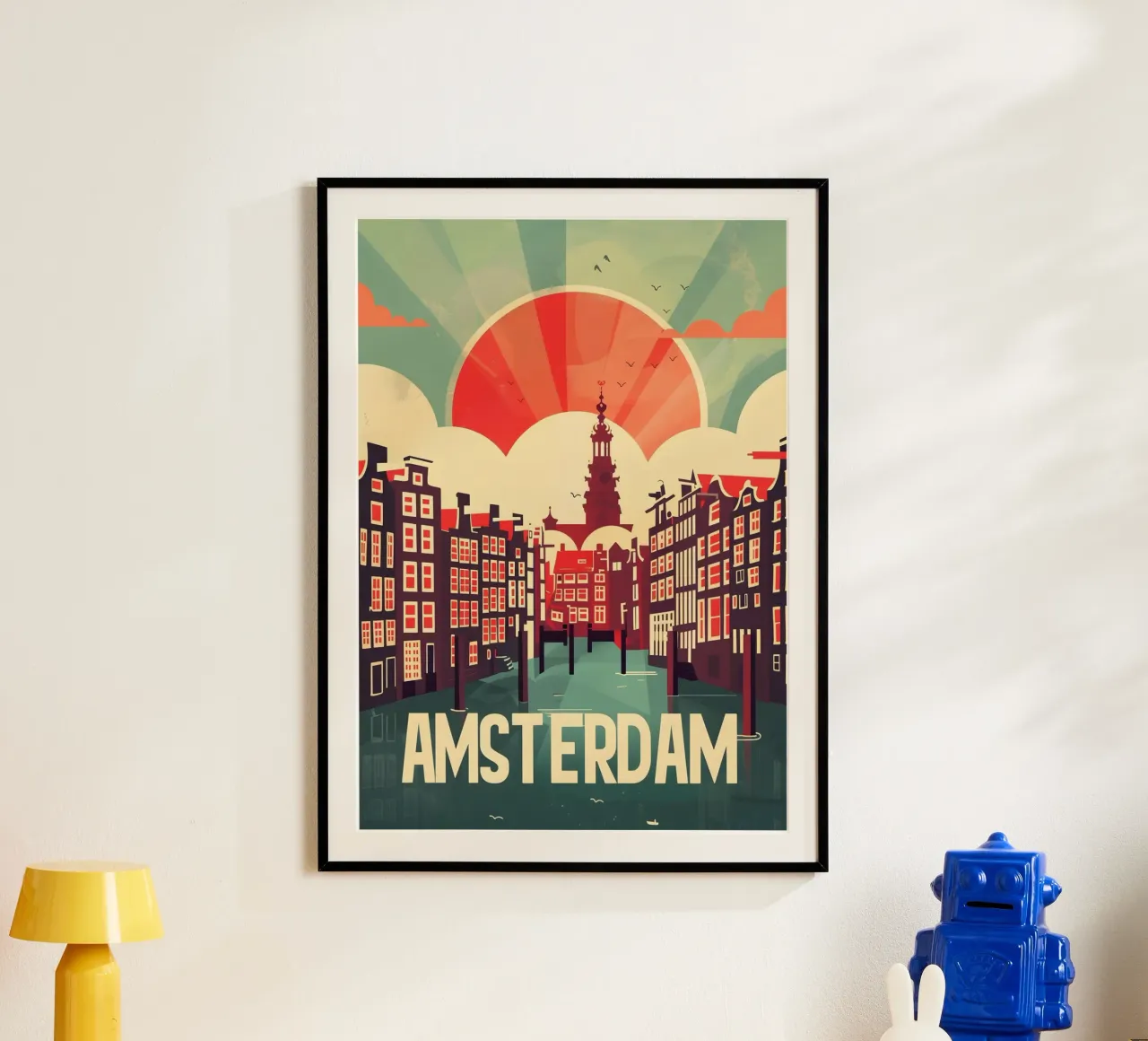 Amsterdam vintage Reiseposter poster con telaio in alluminio da Vintage Travel Art