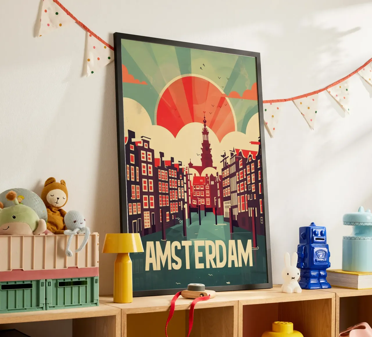 Amsterdam vintage Reiseposter poster con telaio in alluminio da Vintage Travel Art