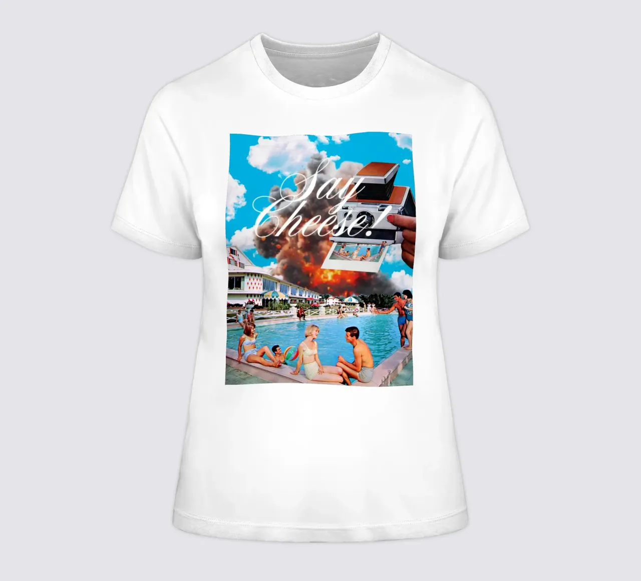 Say cheese! The Explosion women's fitted t-shirt by MsGonzalez