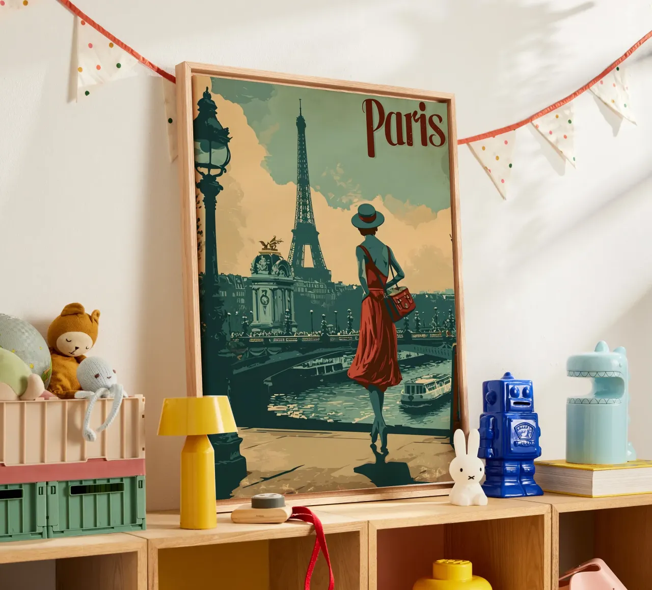 Paris Eiffelturm Vintage Kunst tela con Cornice a cassetta da Vintage Travel Art