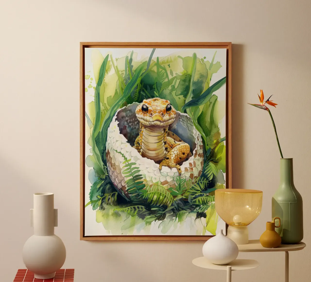 Un cucciolo di serpente nell'abbraccio della natura tela da DesignDoodle