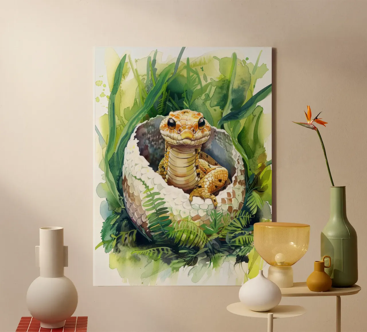 Un cucciolo di serpente nell'abbraccio della natura tela da DesignDoodle