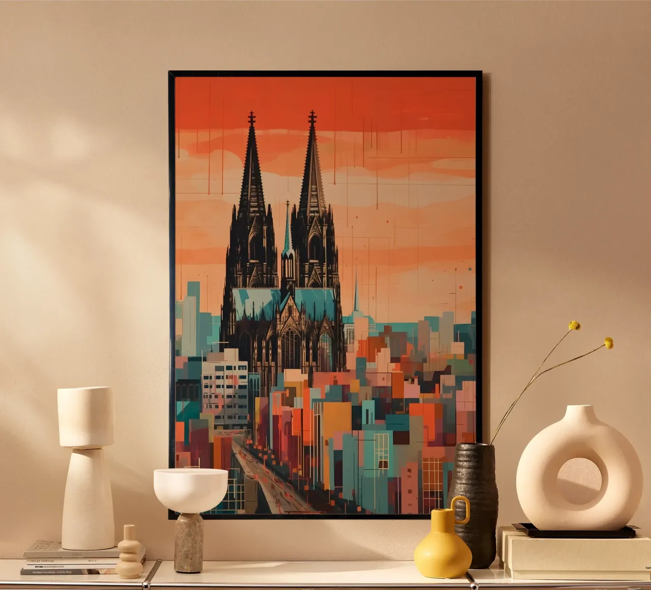Kölner Dom minimalistische kunst poster con telaio in alluminio da Vintage Travel Art