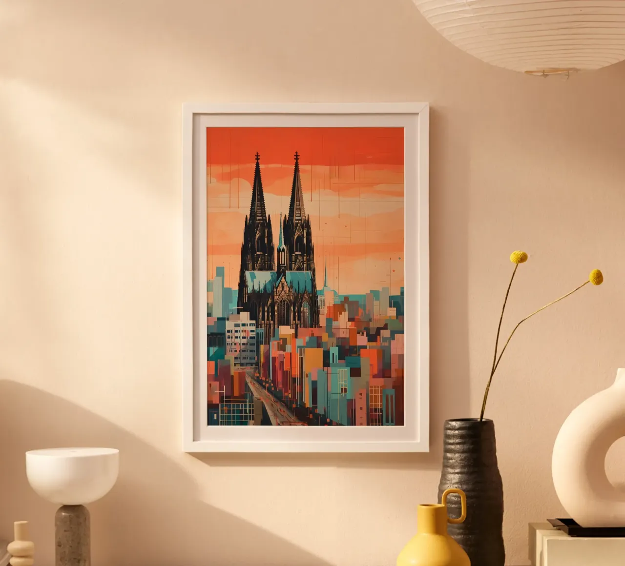 Kölner Dom minimalistische kunst poster con telaio in alluminio da Vintage Travel Art