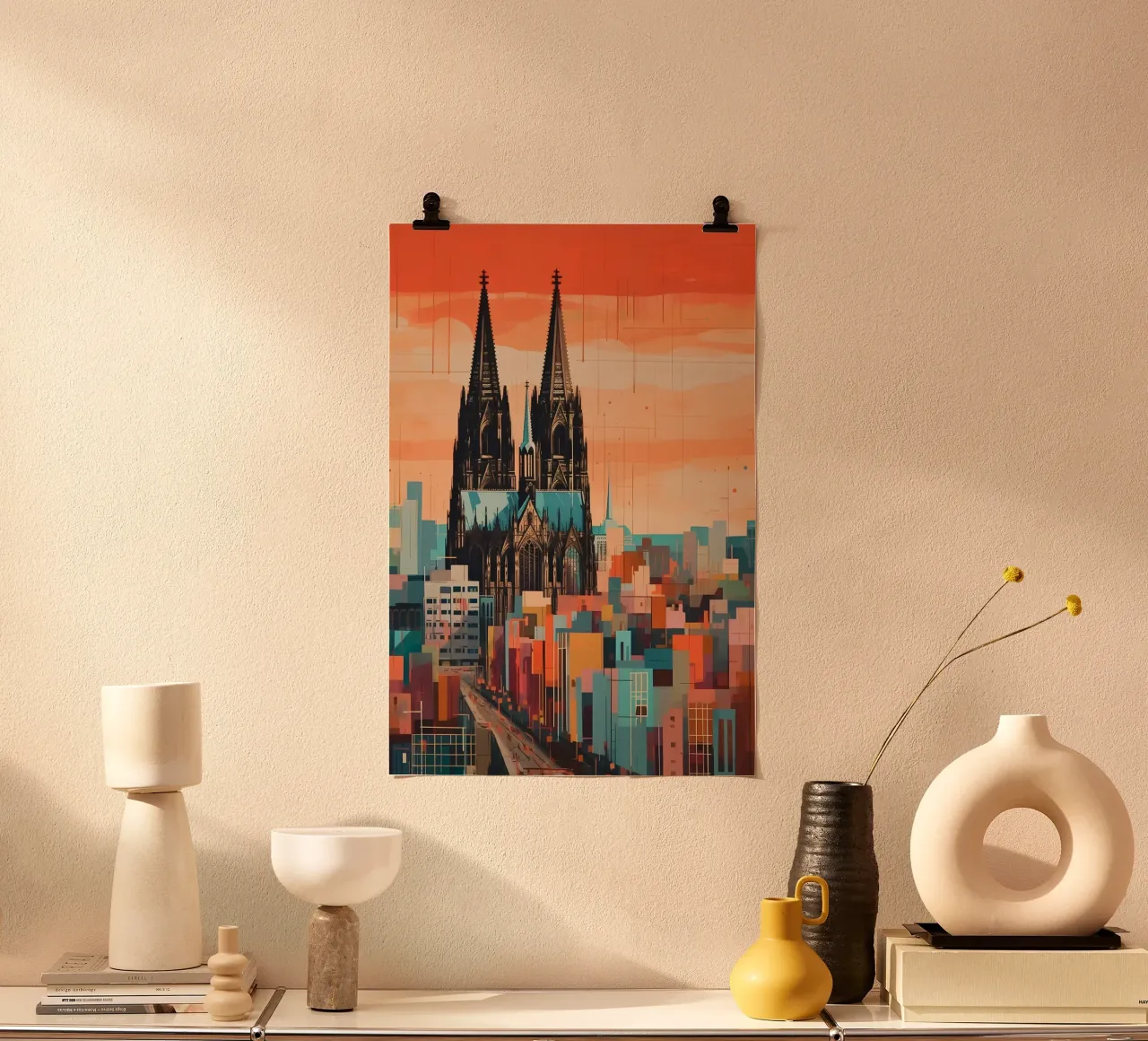 Kölner Dom minimalistische kunst poster con telaio in alluminio da Vintage Travel Art