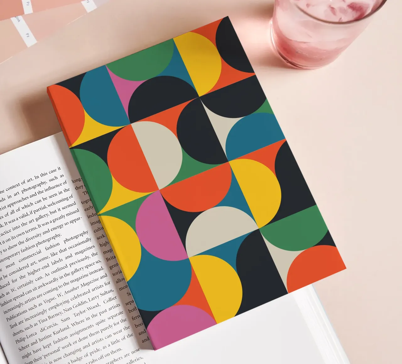 Colourful Mid Century Modern Geometric Semi Circle Pattern notebook by THE MOTIVATED TYPE