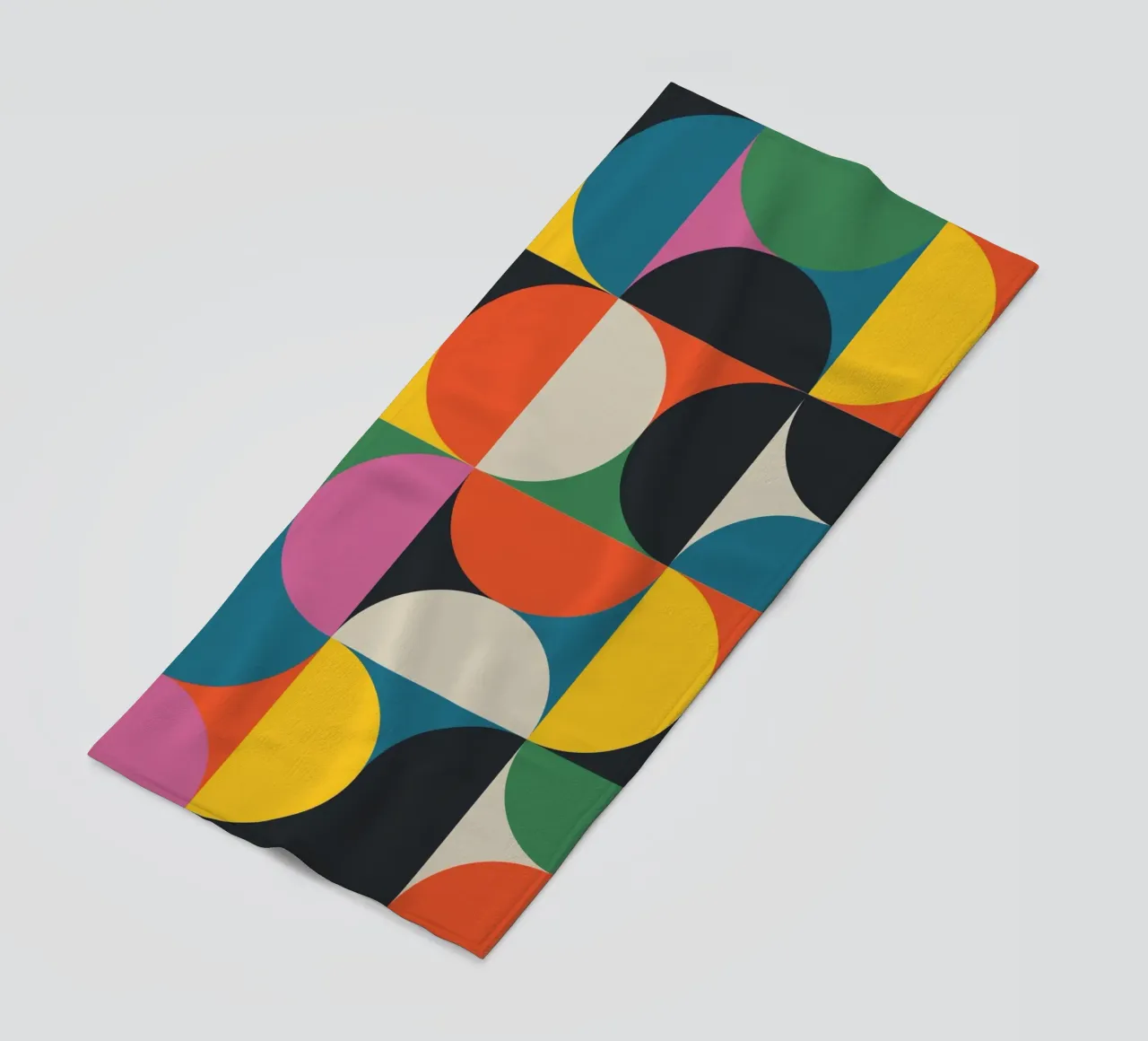 Colourful Mid Century Modern Geometric Semi Circle Pattern beach towel by THE MOTIVATED TYPE