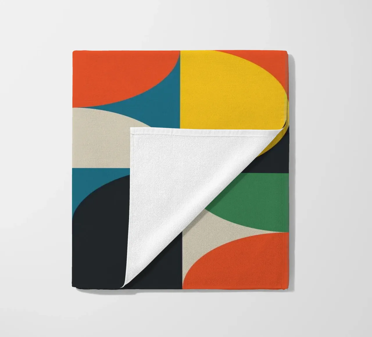Colourful Mid Century Modern Geometric Semi Circle Pattern beach towel by THE MOTIVATED TYPE