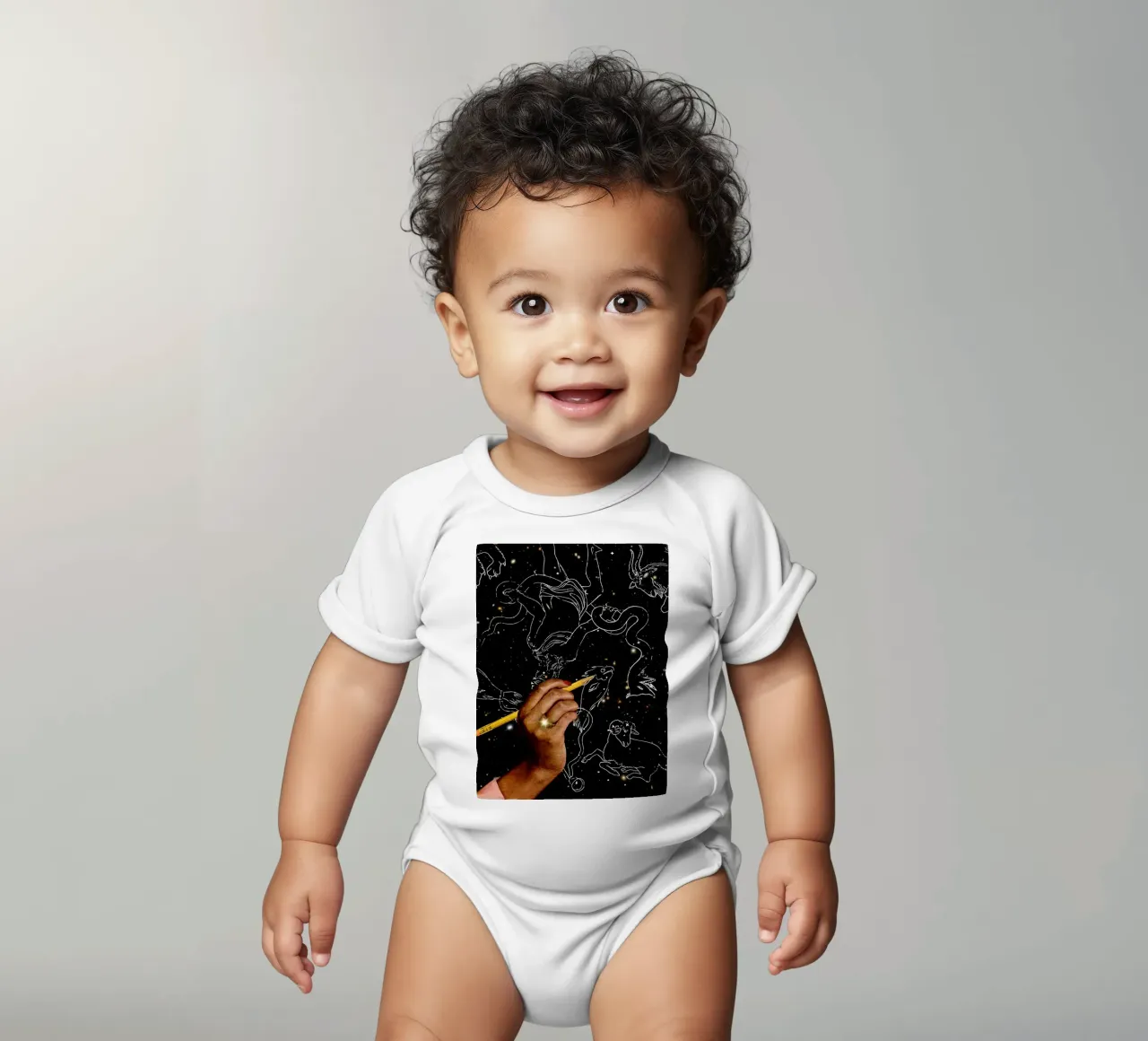 Drawing constellations body neonato maniche corte da MsGonzalez