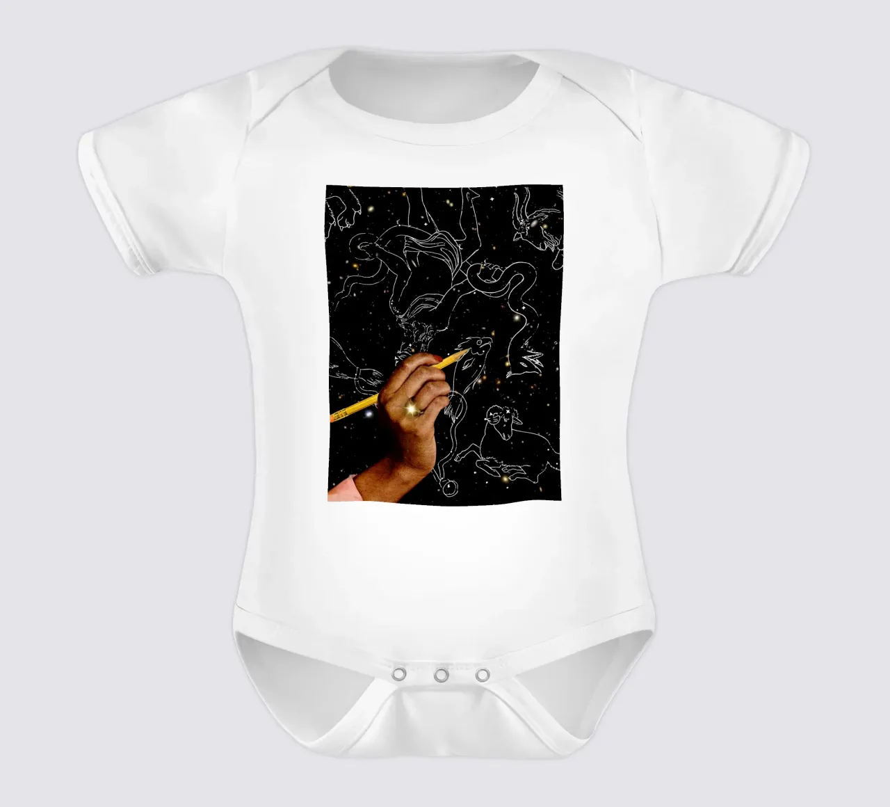 Drawing constellations body neonato maniche corte da MsGonzalez