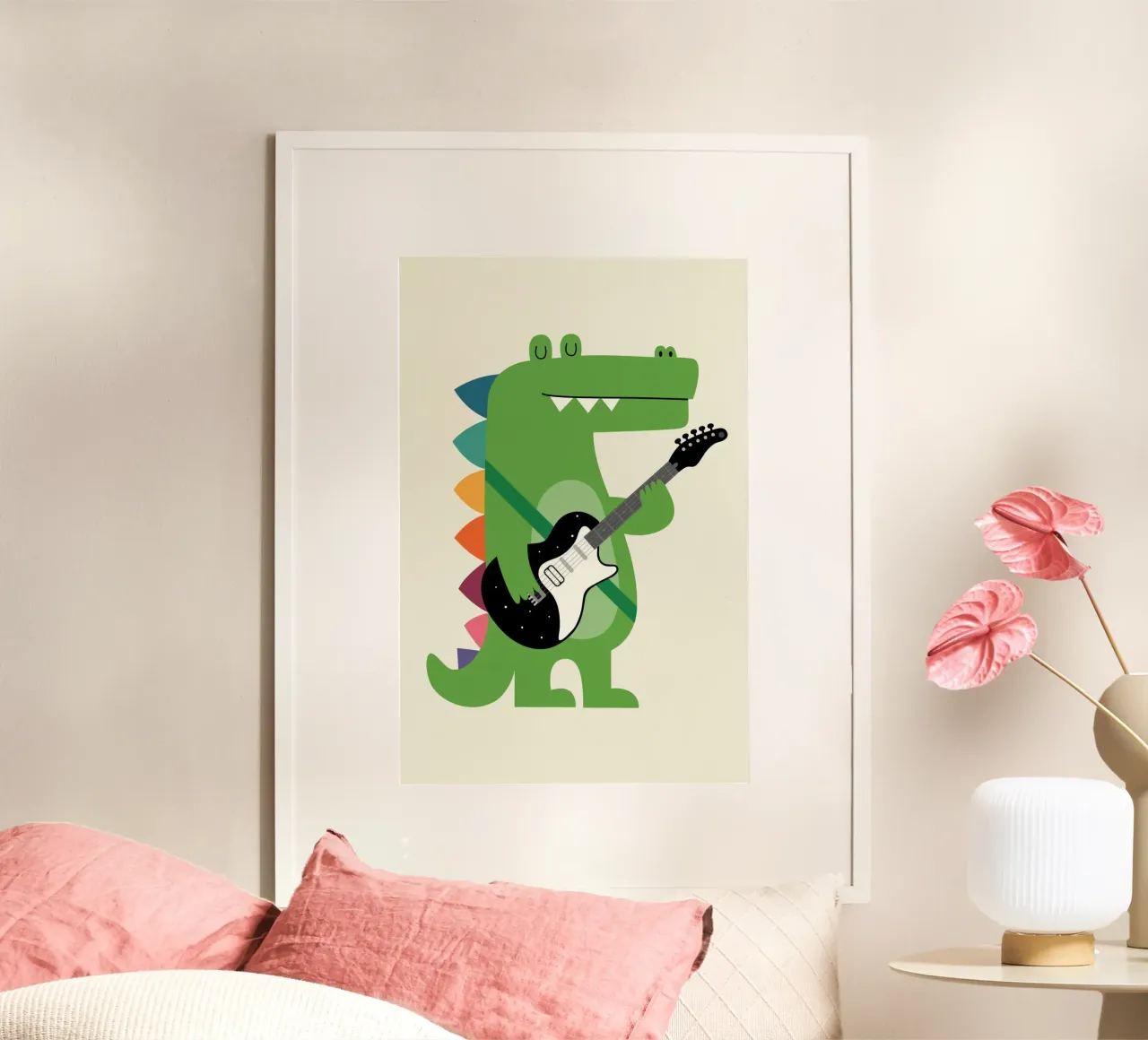 Kroko-Felsen Poster mit Holzrahmen von Andy Westface