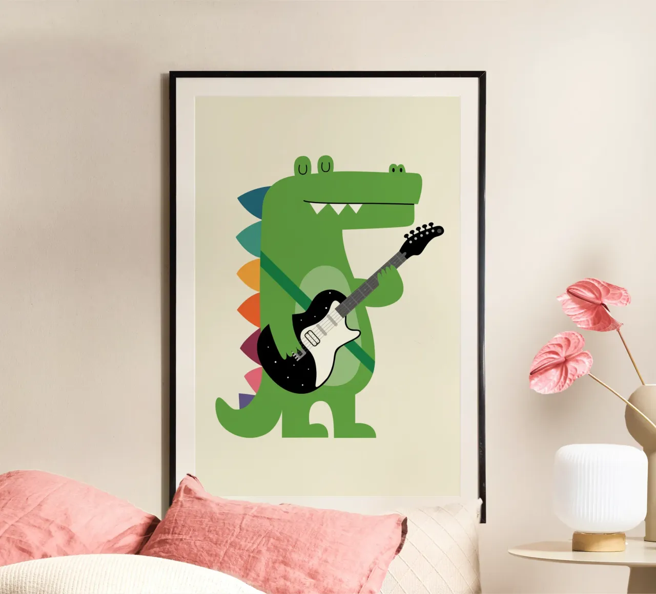 Kroko-Felsen Poster mit Holzrahmen von Andy Westface