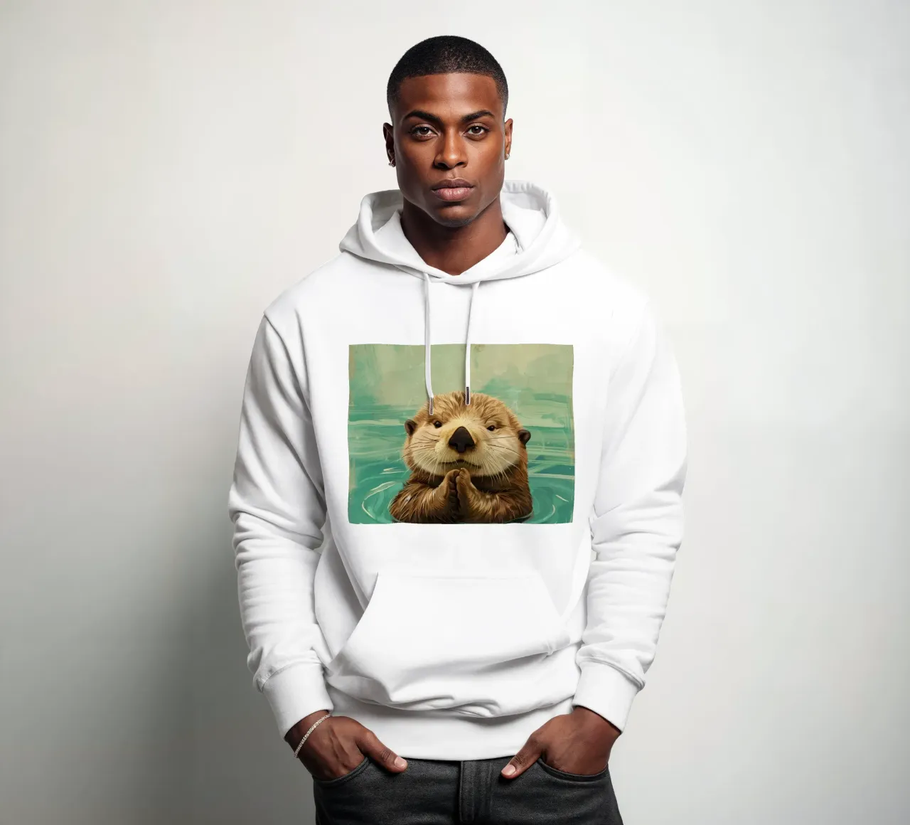 Sea Otter Pup in Peaceful Waters hoodie by DesignDoodle