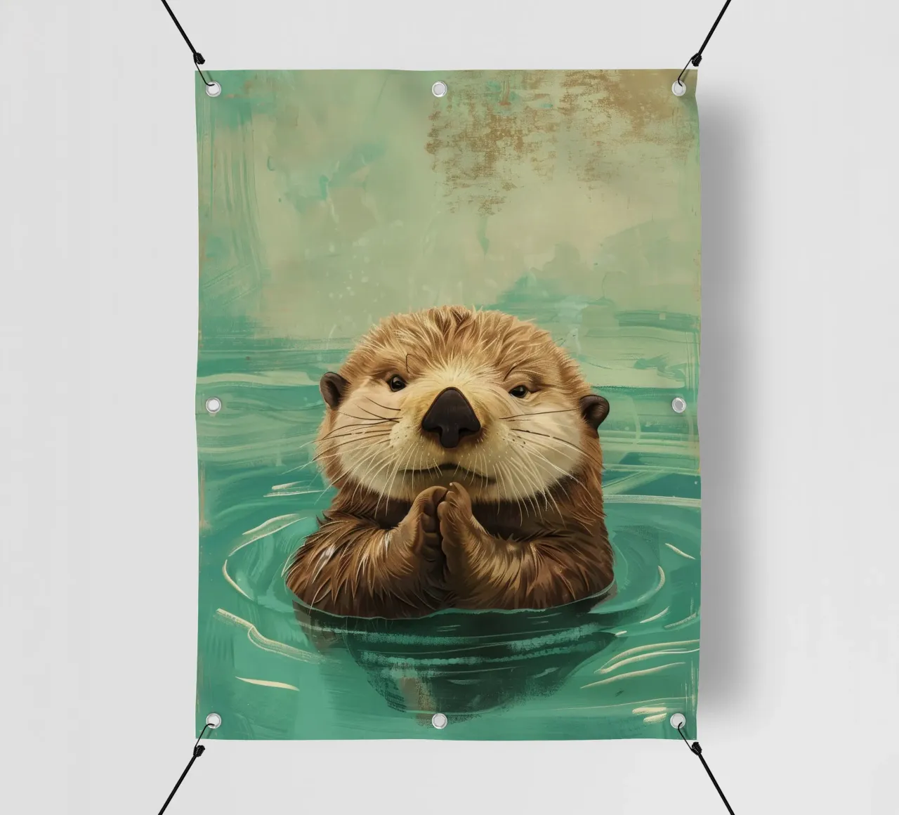 Cachorro de nutria marina en aguas tranquilas lonas publicitarias de DesignDoodle