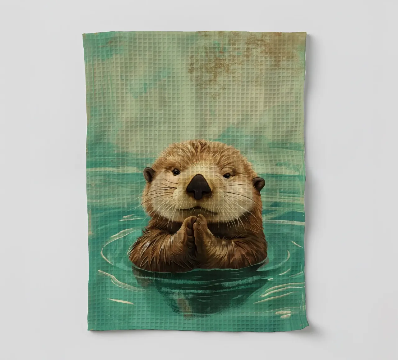 Seeotter-Welpe in friedlichen Gewässern Geschirrtuch von DesignDoodle