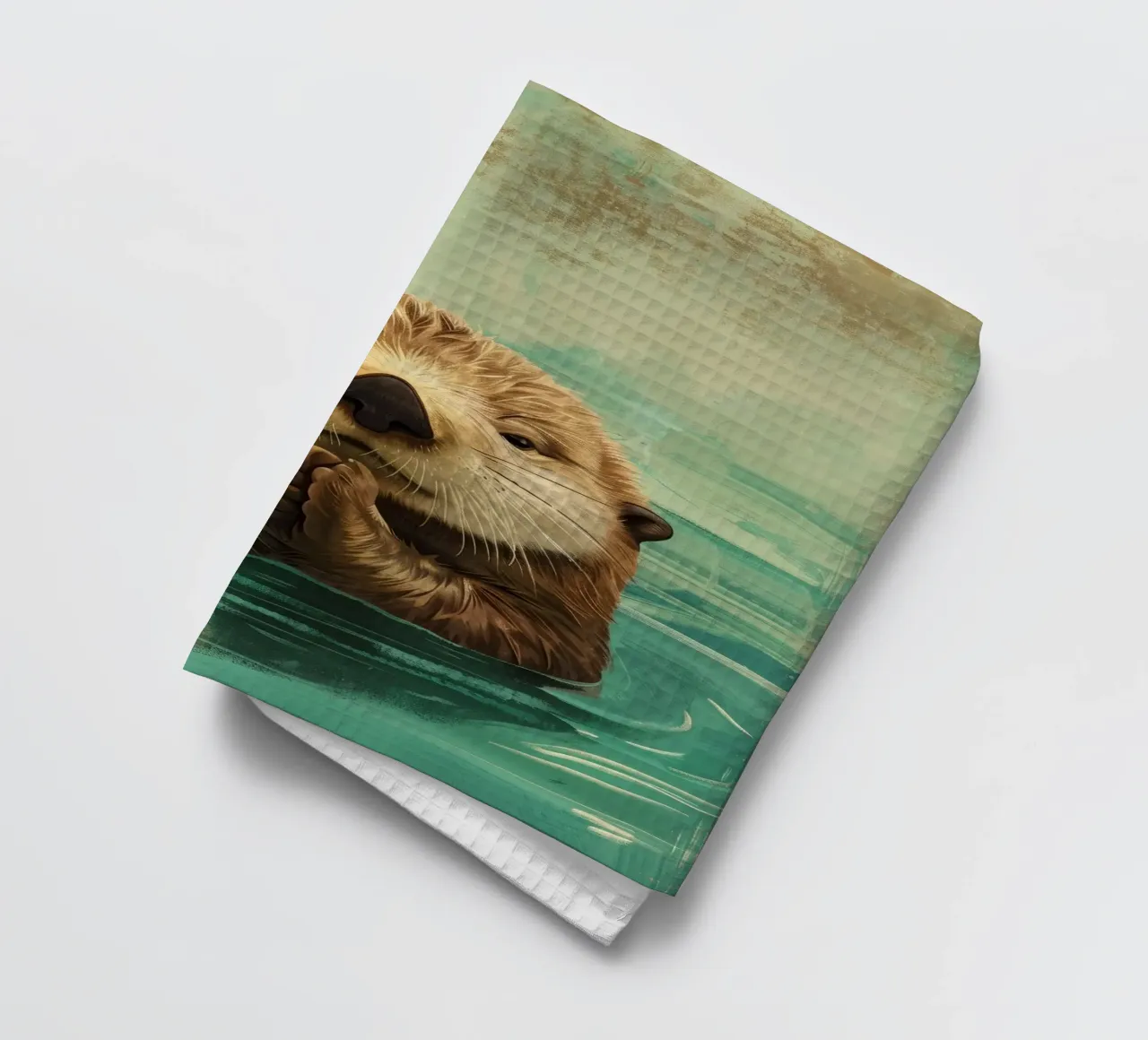 Seeotter-Welpe in friedlichen Gewässern Geschirrtuch von DesignDoodle