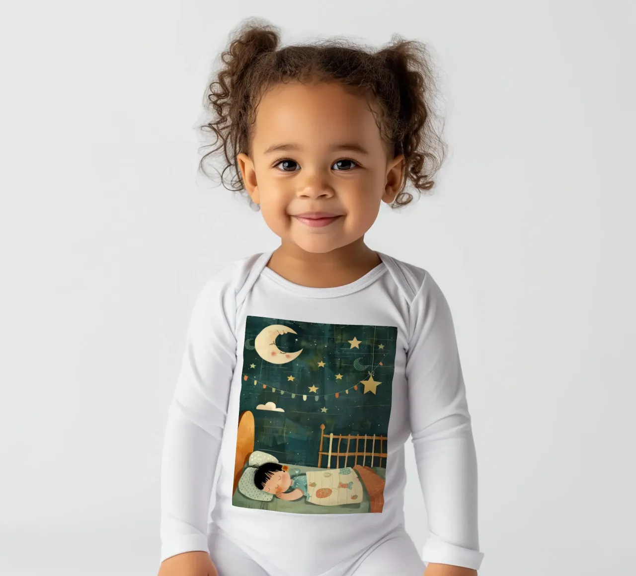 Verträumte Nacht unter den Sternen Langarm Babybody von DesignDoodle