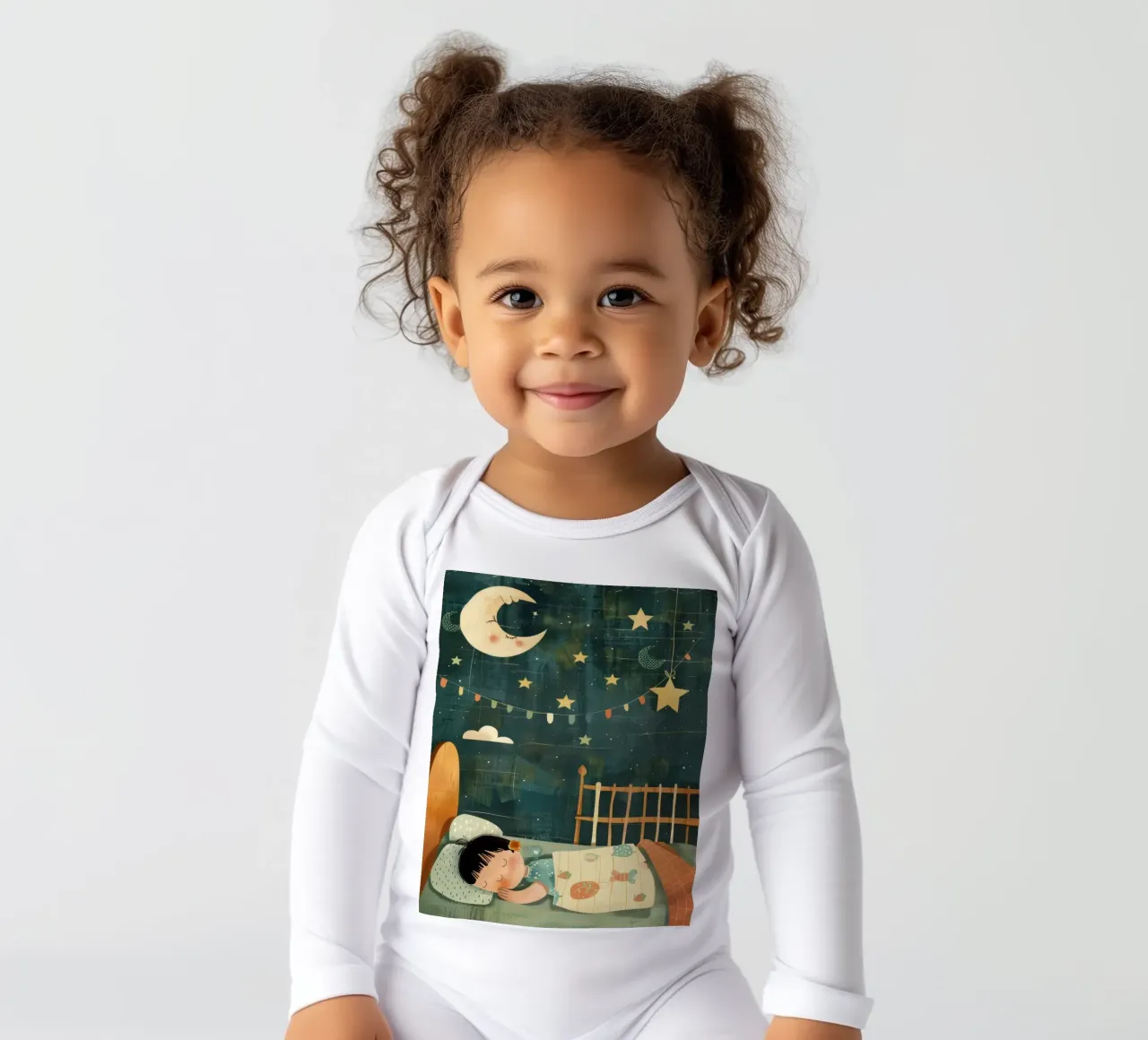 Verträumte Nacht unter den Sternen Langarm Babybody von DesignDoodle