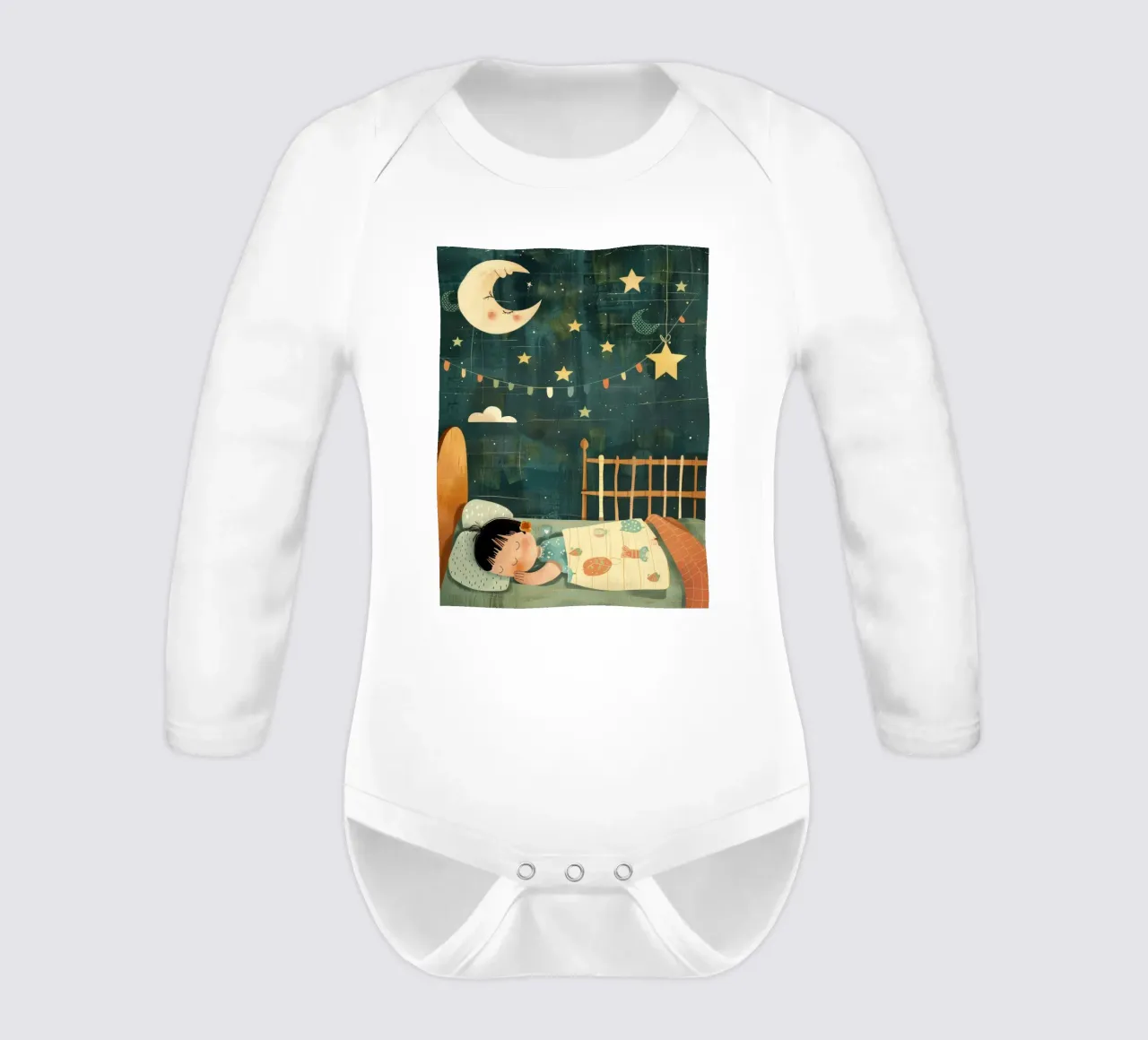Verträumte Nacht unter den Sternen Langarm Babybody von DesignDoodle