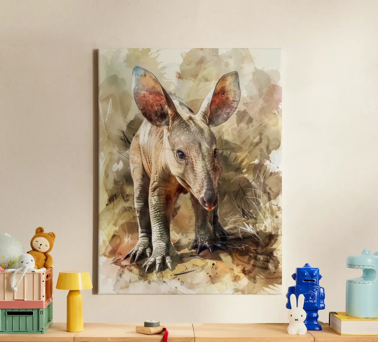Neugieriges Erdferkel in freier Wildbahn Leinwand von DesignDoodle