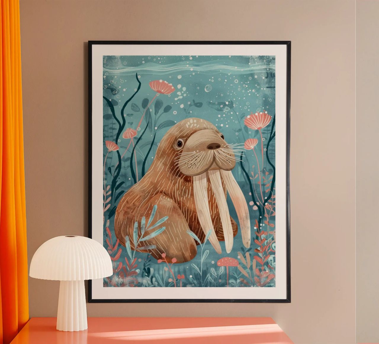 Walruskalfs oceaandroom poster van DesignDoodle