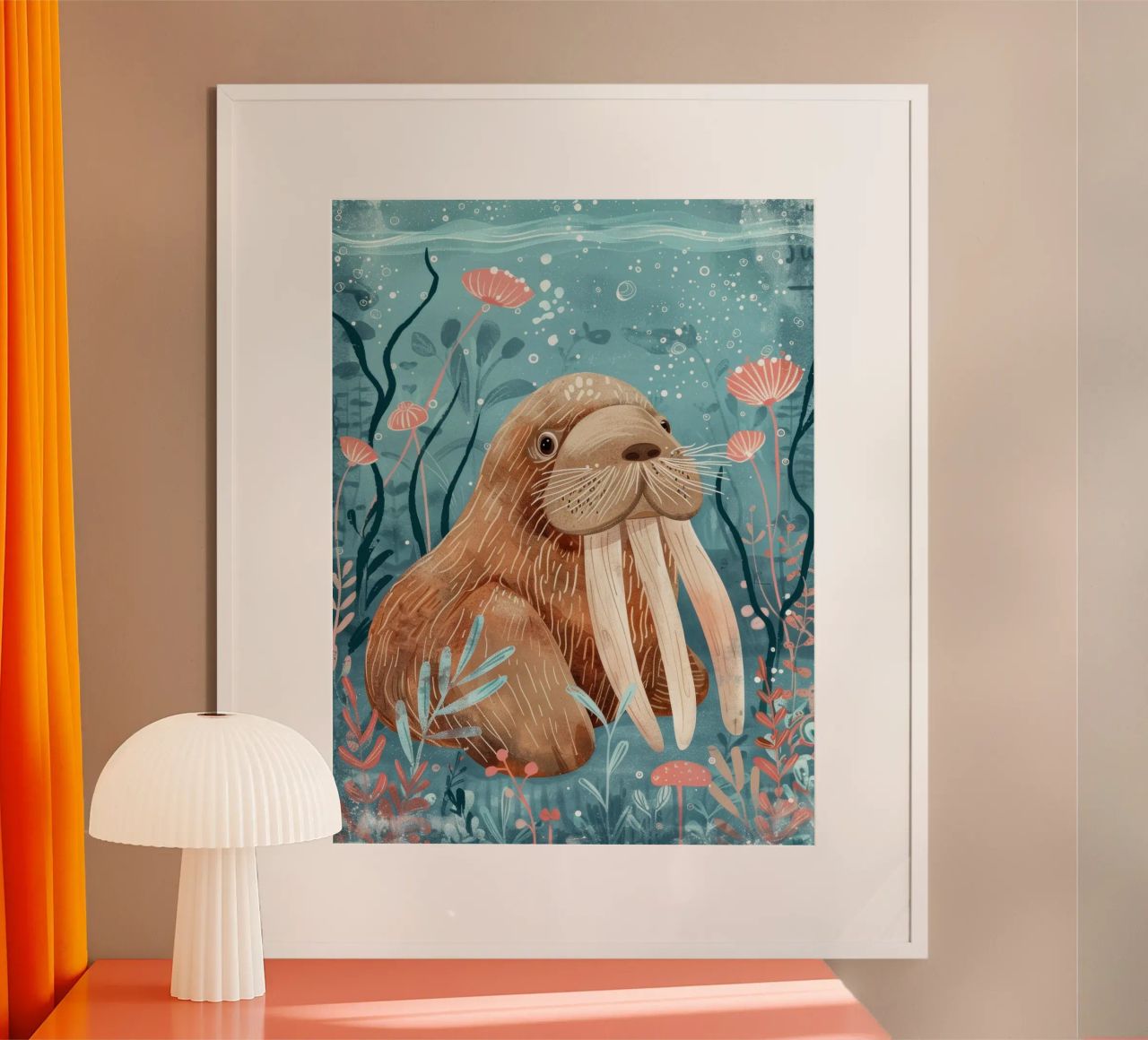Walruskalfs oceaandroom poster van DesignDoodle
