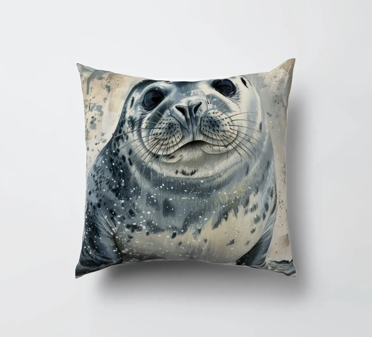 Harbor Seal Pup's Innocence decorative cushion by DesignDoodle