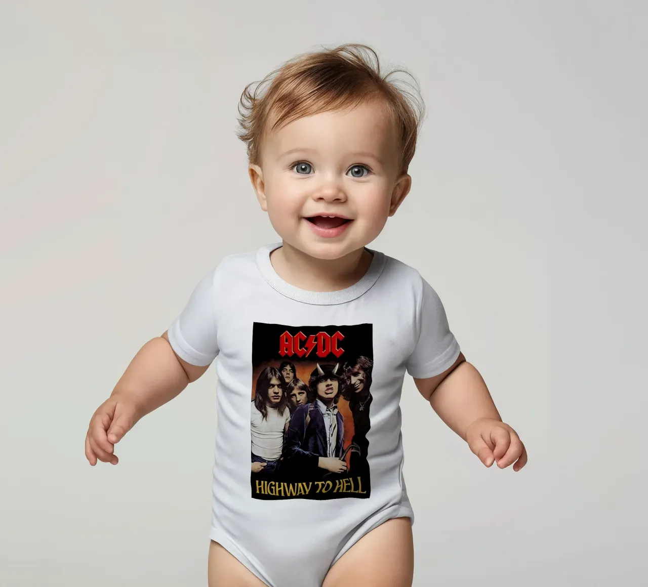 timeless sound of acdc short-sleeve baby romper by korve