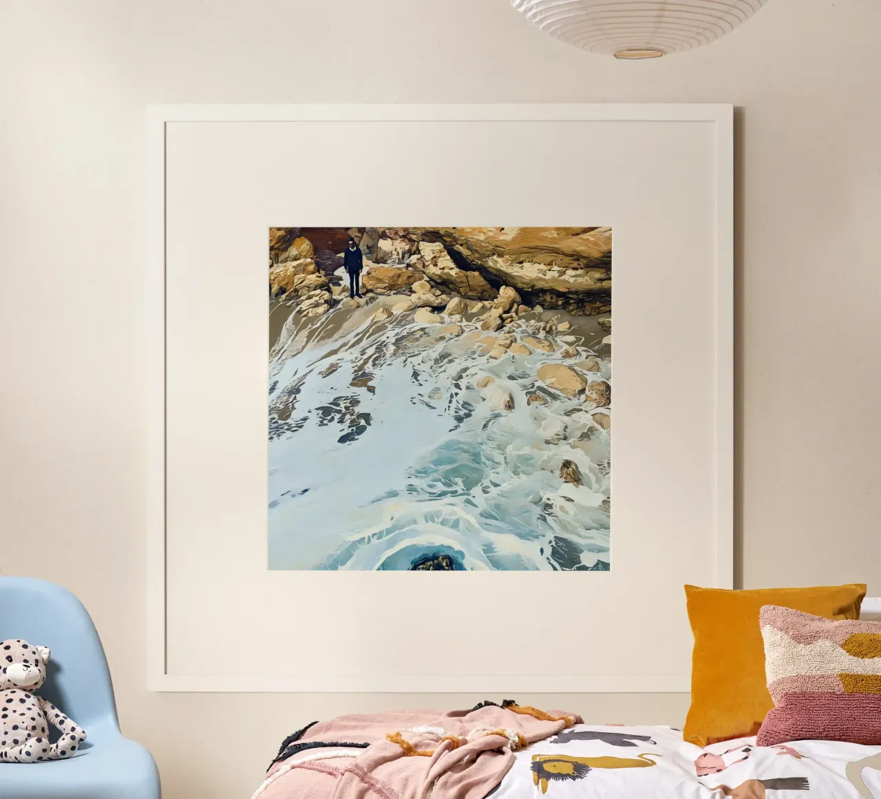 Einsamer Moment am Meer, Algarveküste mit Wellen Hahnemühle von Hecate Pim Designs