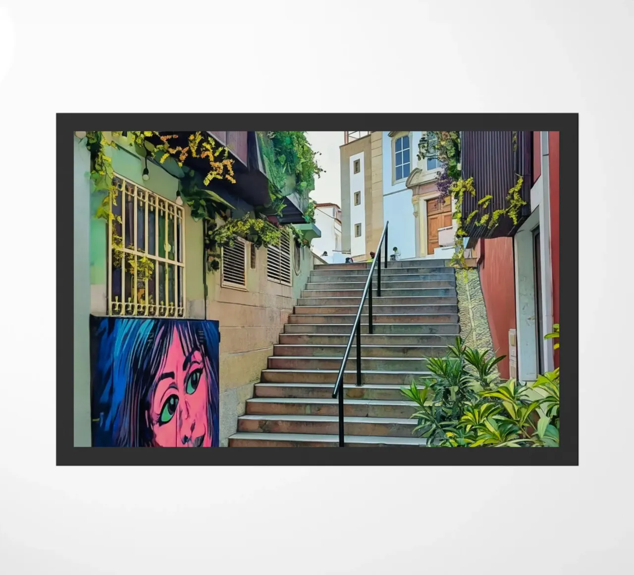 Scala urbana colorata a Cascais, Portogallo, Street Art zerbino da Hecate Pim Designs