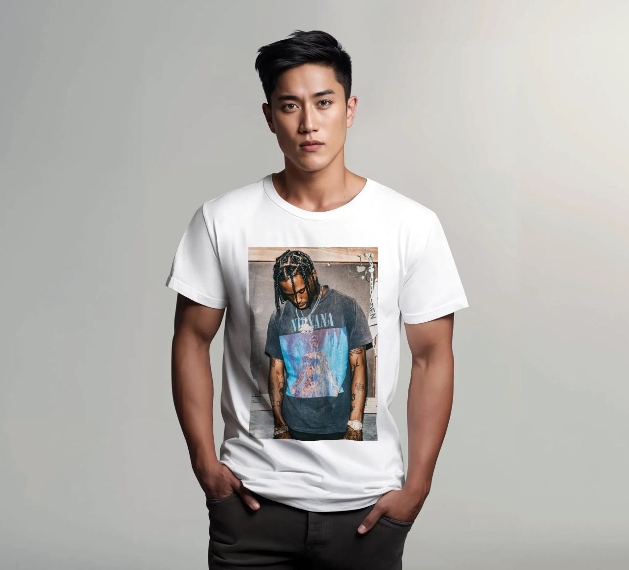 Travis Scott With Nirvana T-Shirt T-Shirt von vane t