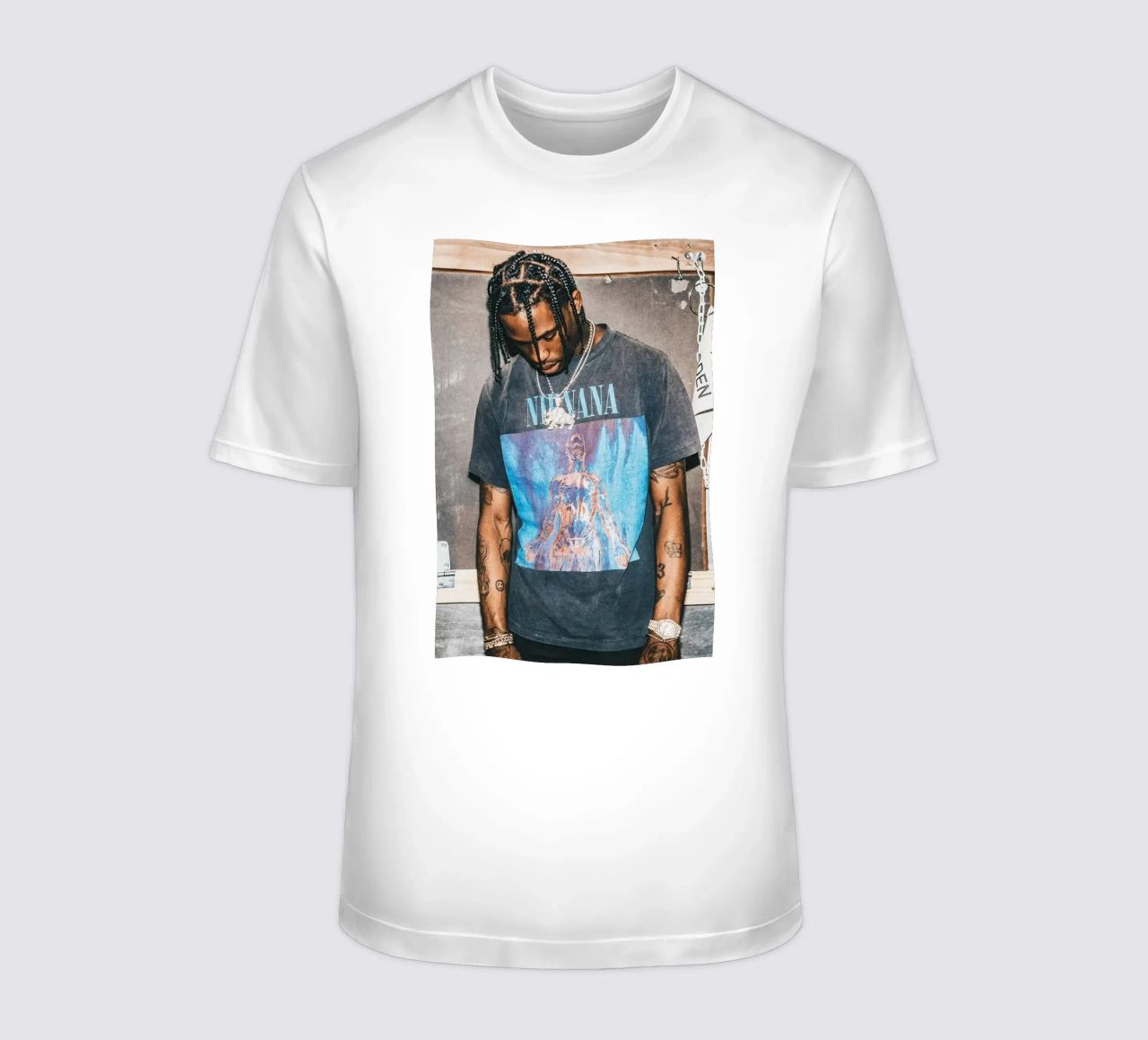 Travis Scott With Nirvana T-Shirt T-Shirt von vane t