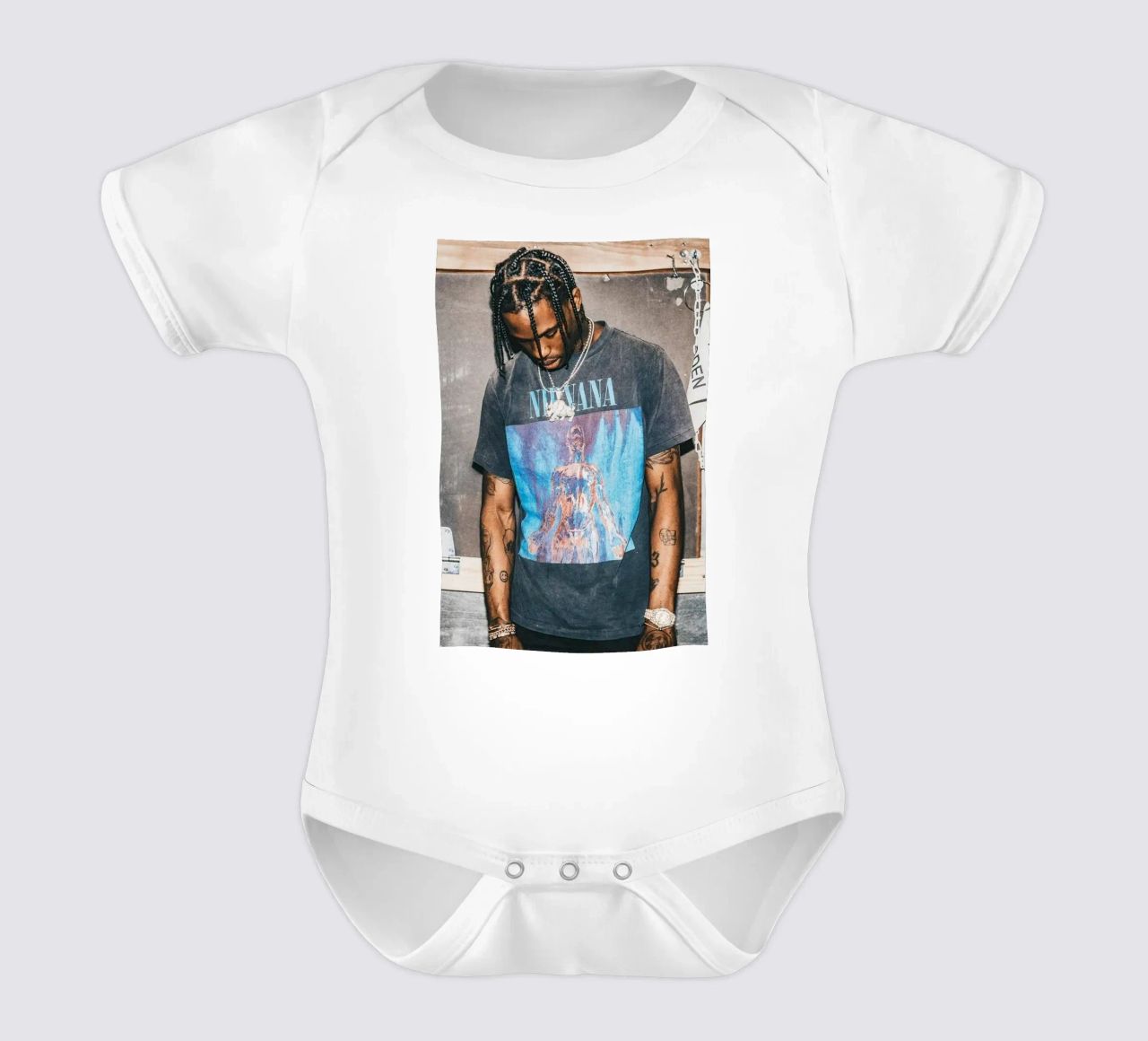 Travis Scott With Nirvana T-Shirt Kurzarm Babybody von vane t
