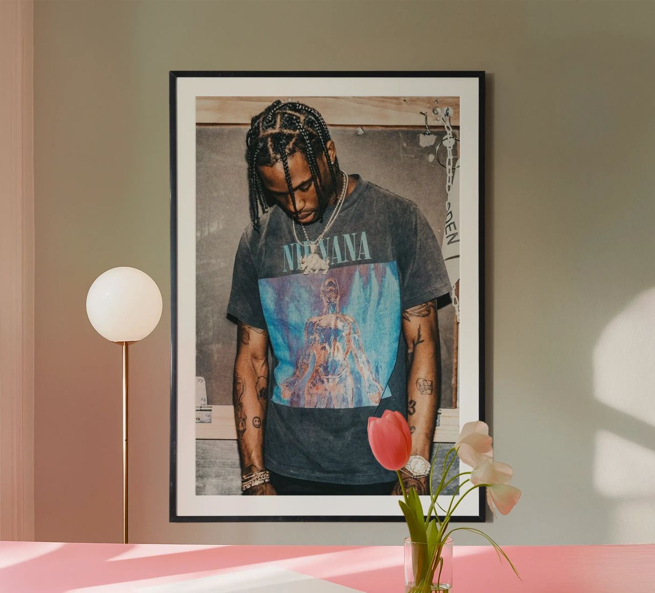 Travis Scott With Nirvana T-Shirt Hahnemühle von vane t