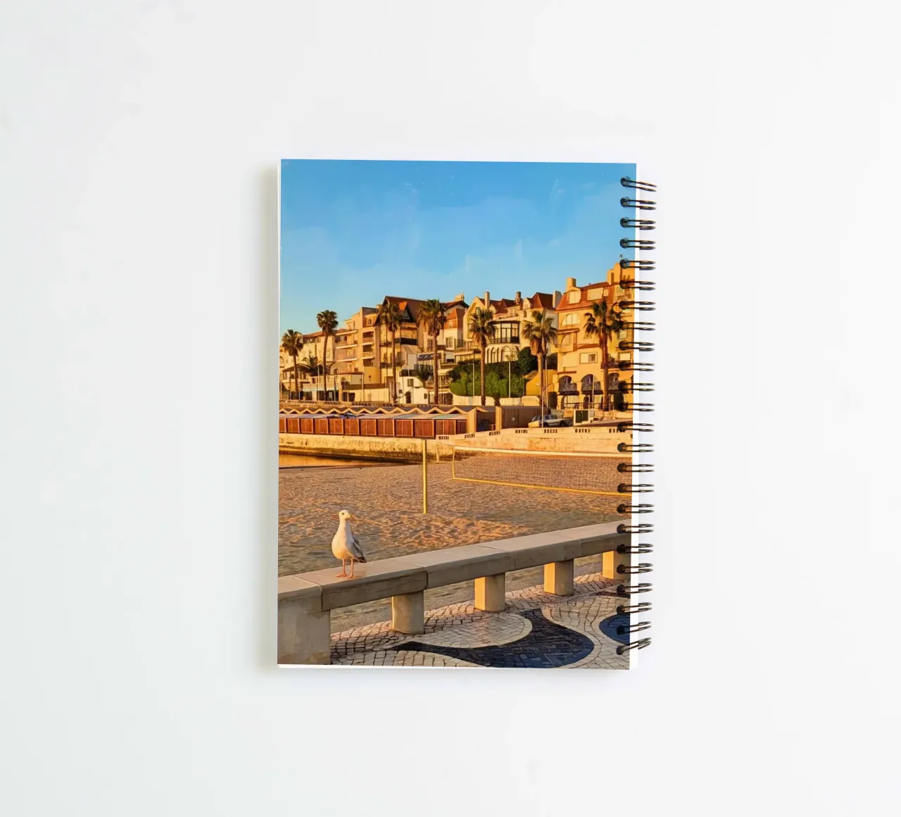 Seaside Morning in Cascais with Seagull spiral notebook by Hecate Pim Designs