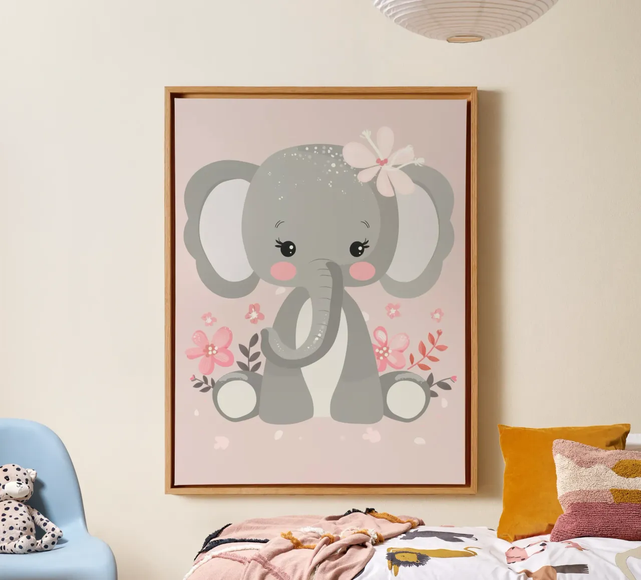 Elefante in fiore tela con Cornice a cassetta da DesignDoodle