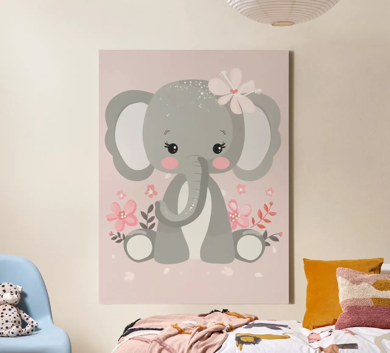 Elefante in fiore tela con Cornice a cassetta da DesignDoodle