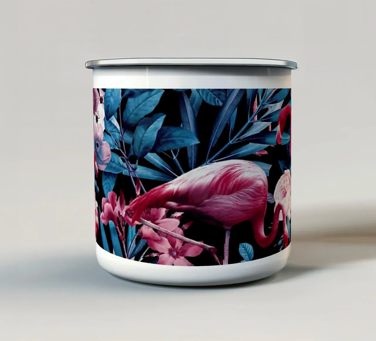 Floral and Flamingo VIII tazza in smalto da burcukorkmazyurek