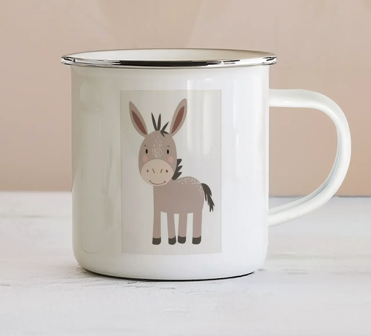 L'asino con il sorriso tazza in smalto da DesignDoodle