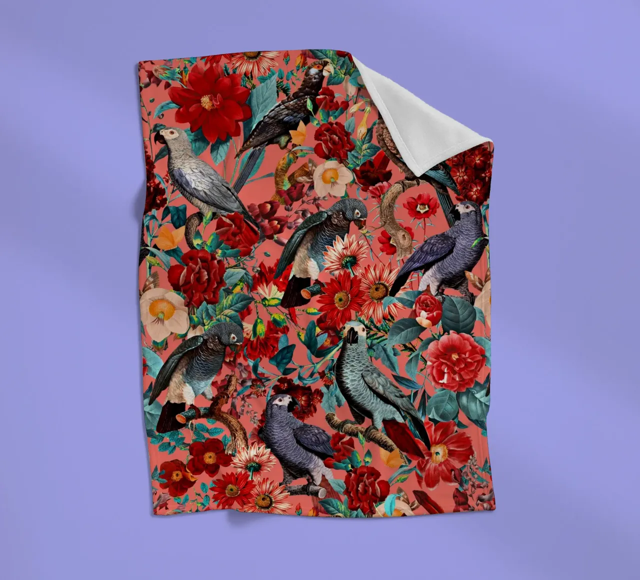Floral And Birds XIX coperta in pile da burcukorkmazyurek