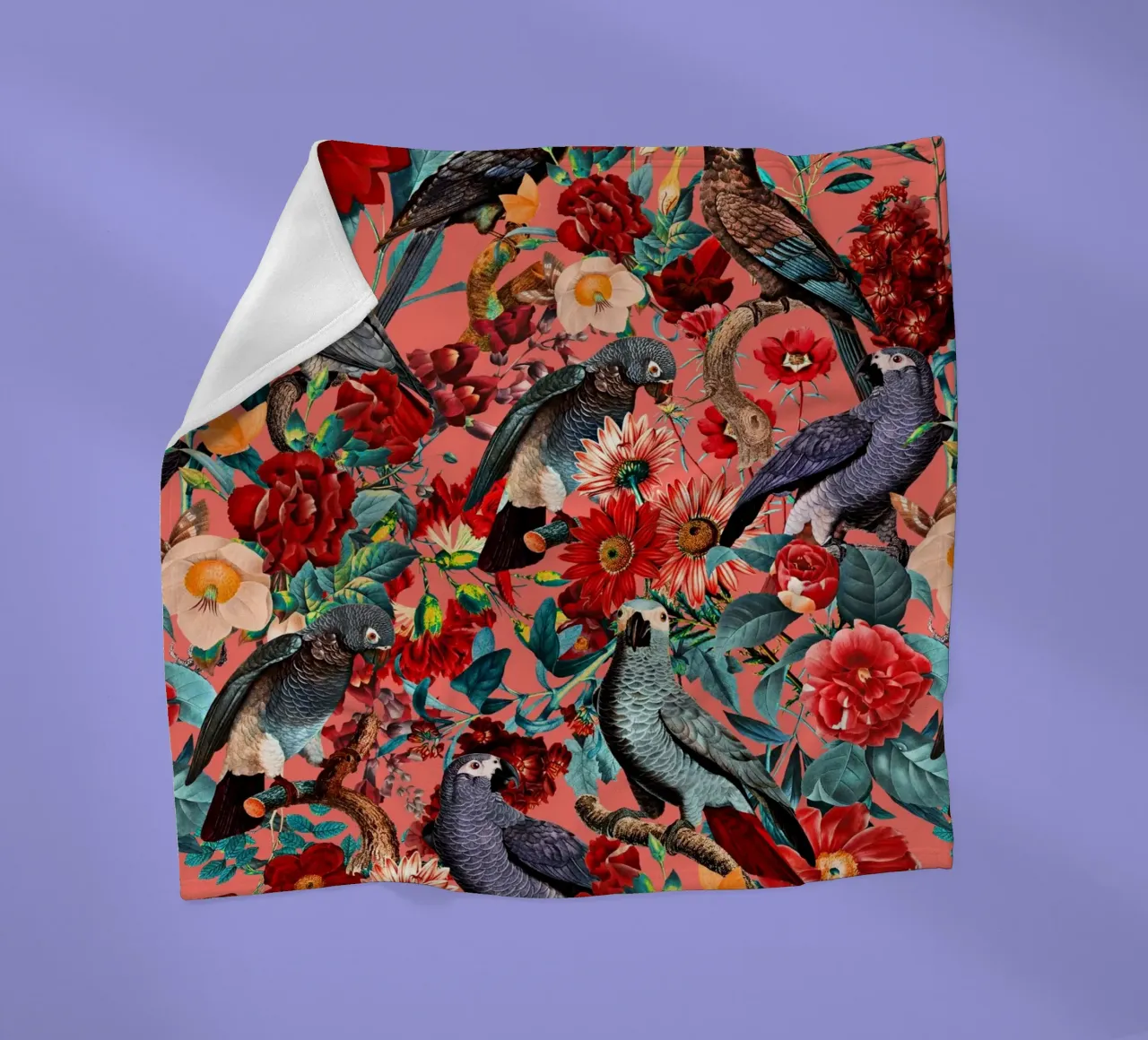 Floral And Birds XIX coperta in pile da burcukorkmazyurek