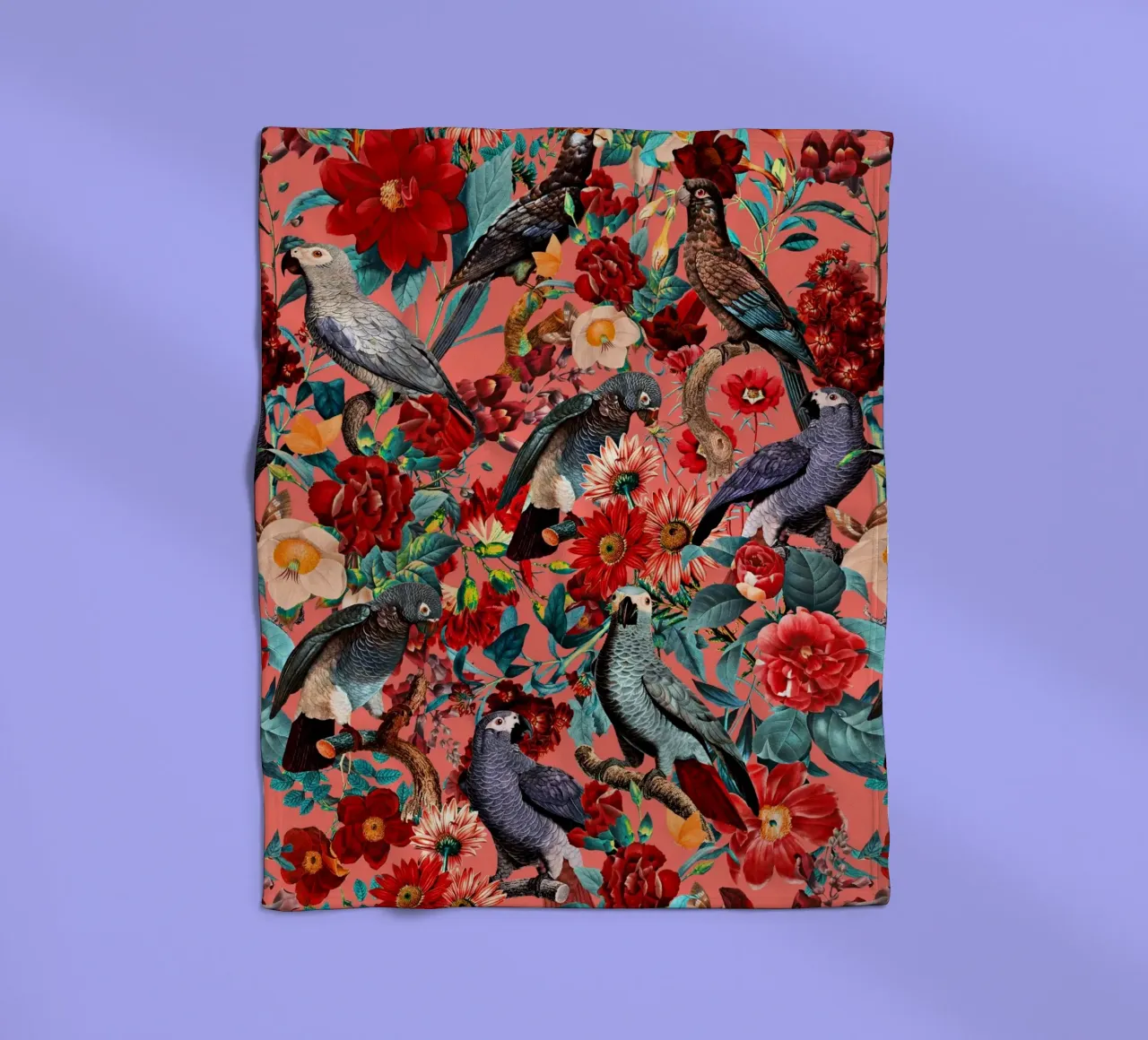 Floral And Birds XIX coperta in pile da burcukorkmazyurek