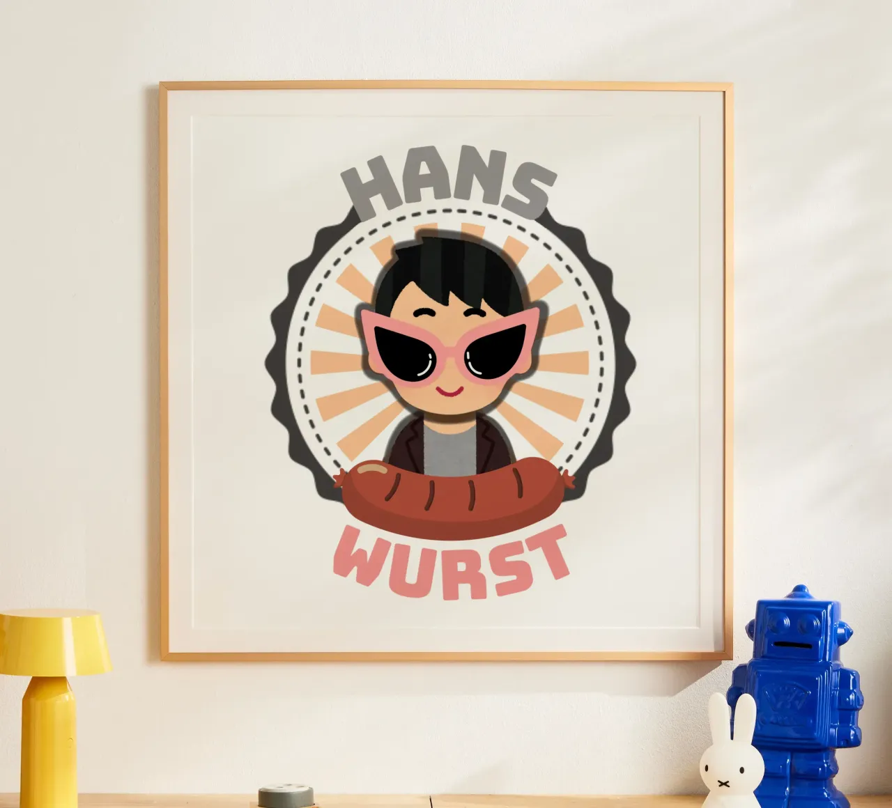 hanswurst poster con telaio in legno da fummelhummel