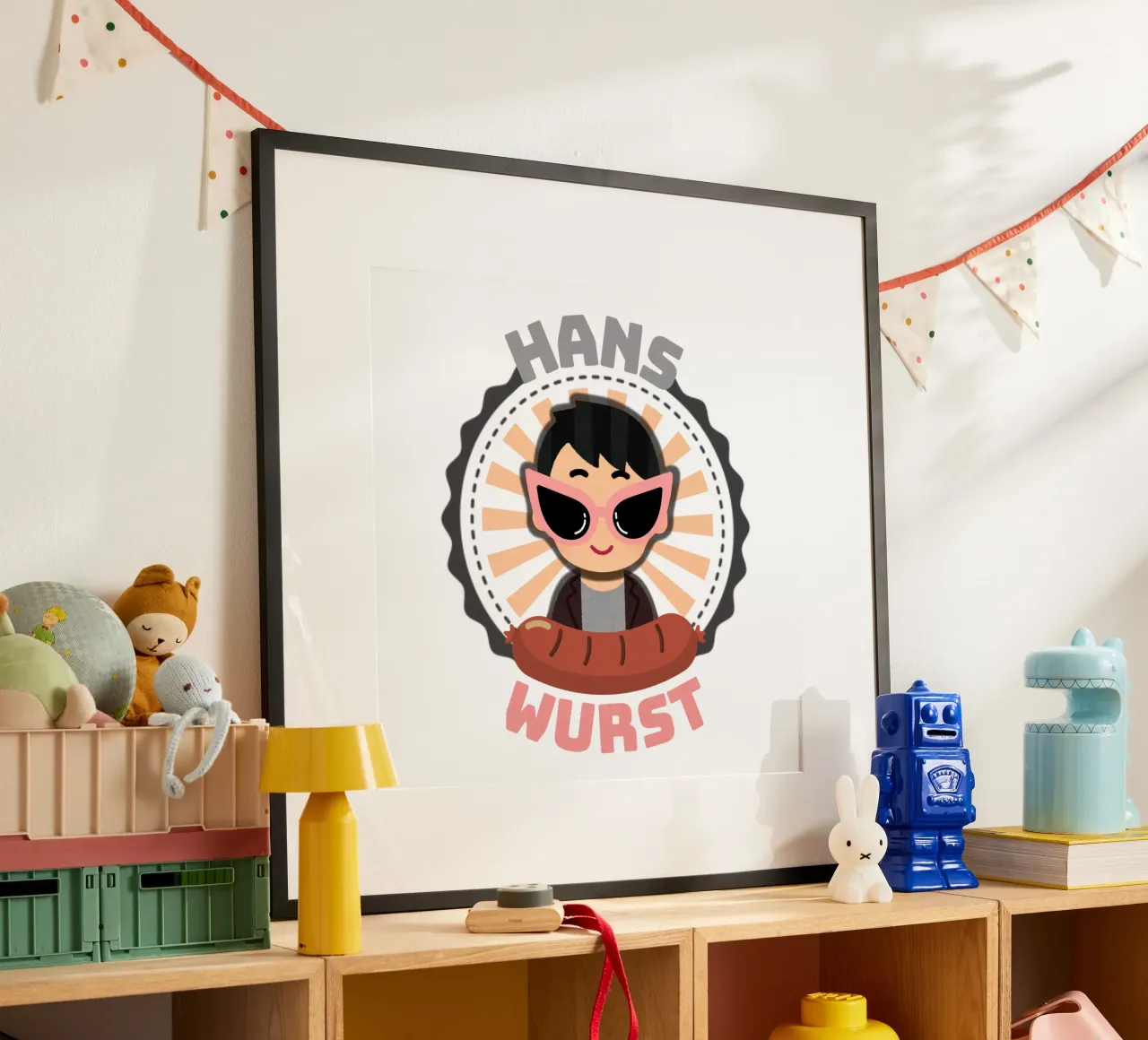 hanswurst poster con telaio in legno da fummelhummel