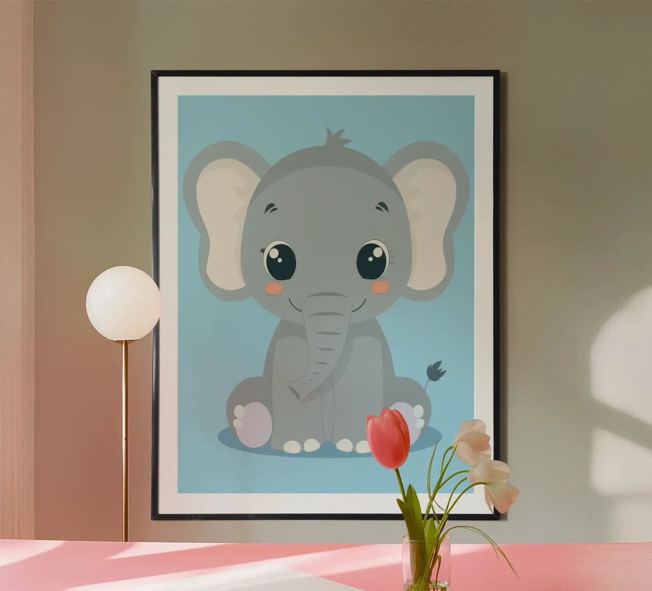 Majestätischer Elefant mit blauem Hintergrund Hahnemühle von DesignDoodle