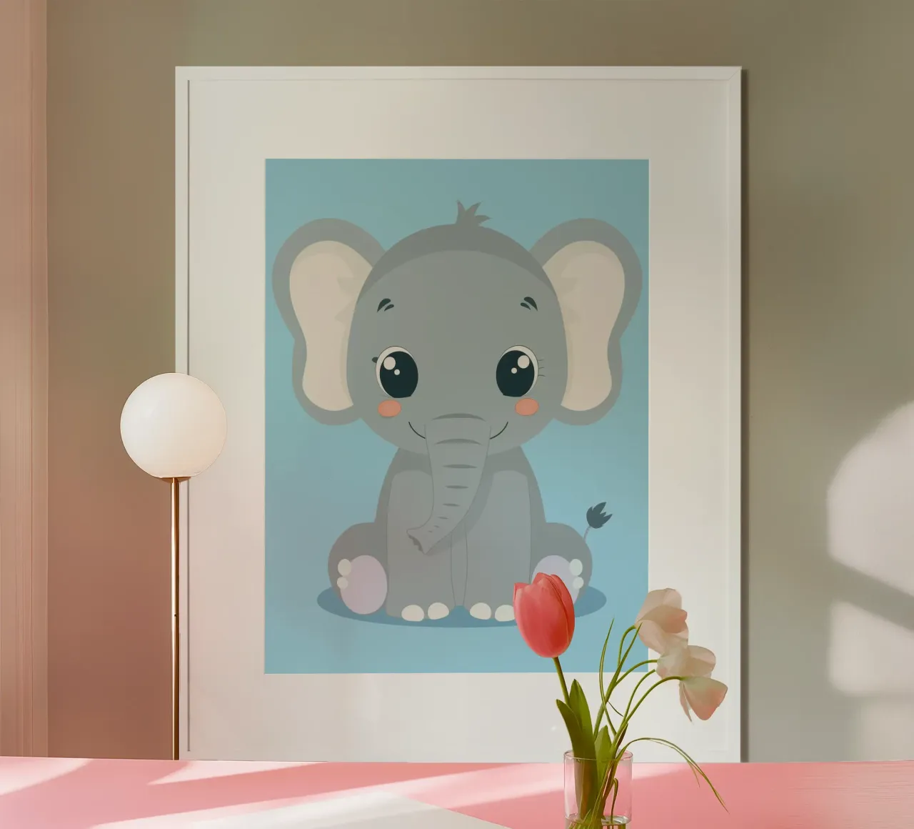 Majestätischer Elefant mit blauem Hintergrund Hahnemühle von DesignDoodle