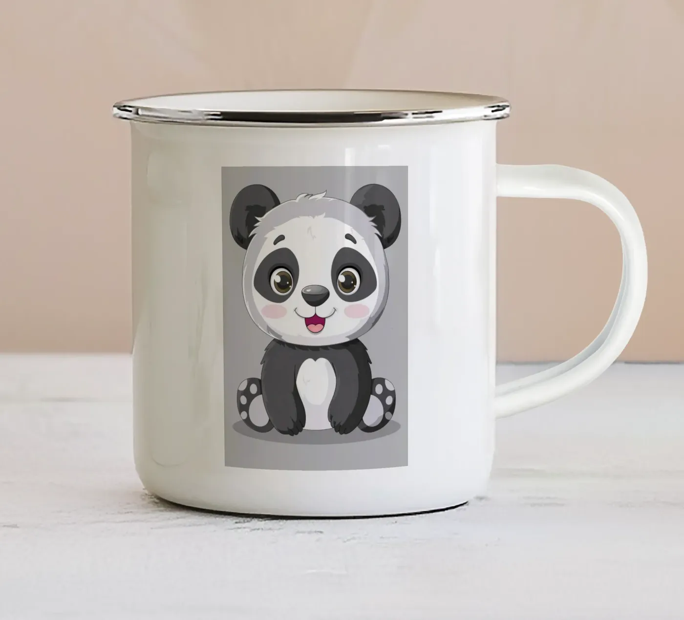 Panda Cuddle enamel mug by DesignDoodle
