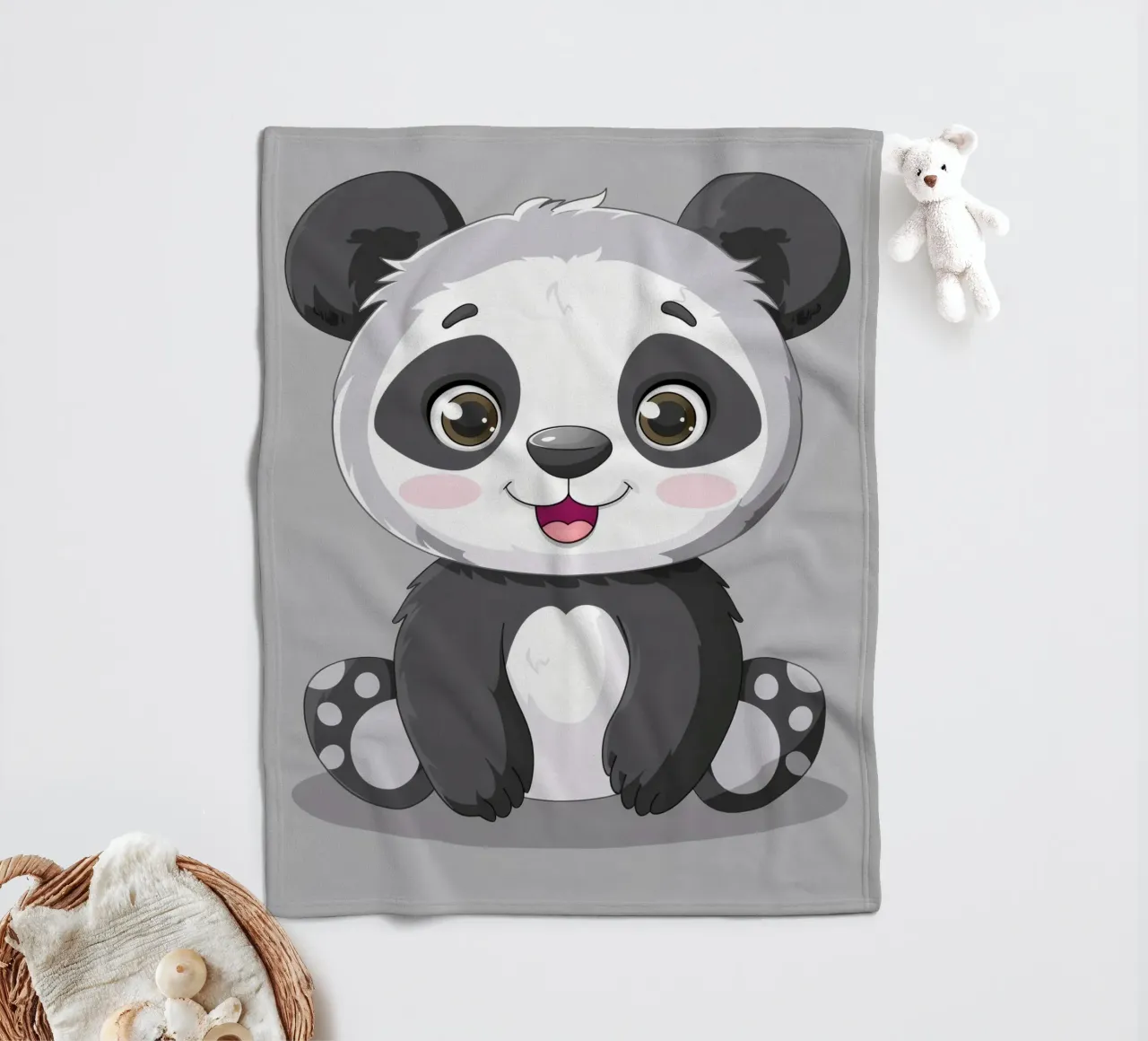 Panda Cuddle fleece blanket by DesignDoodle