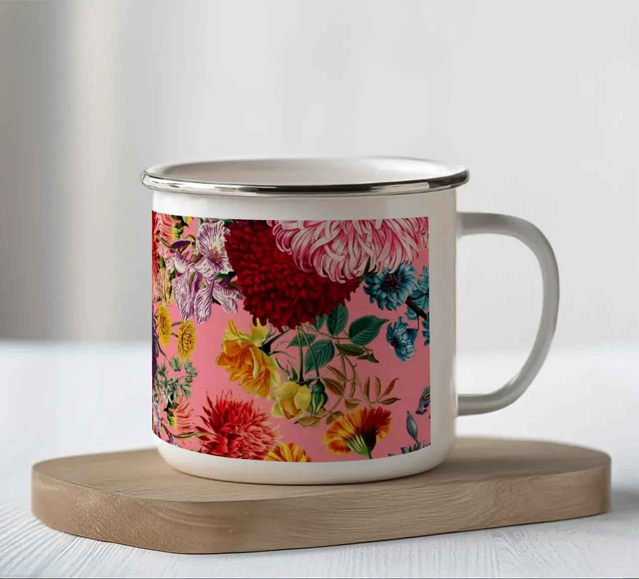 Floral Pink Pattern tazza in smalto da burcukorkmazyurek